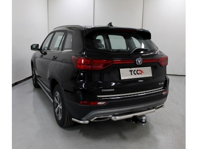 Защита заднего бампера 60 мм ТСС для Changan CS75 2020-2021