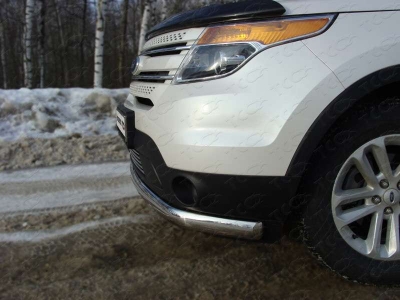 Защита передняя овальная длинная 75-42 мм ТСС для Ford Explorer 2011-2015