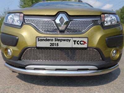 Защита переднего бампера 60 мм ТСС для Renault Sandero Stepway 2014-2018/2018-2022