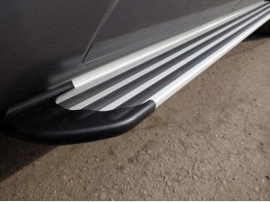Пороги алюминиевые Slim Line Silver для Mercedes-Benz GLK № MERGLK220D14-10S